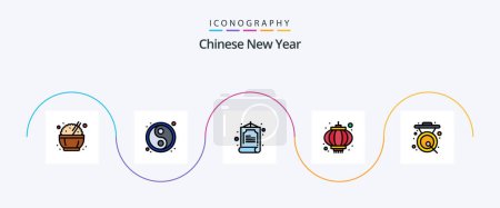Illustration for Chinese New Year Line Filled Flat 5 Icon Pack Including chinese. asian. china. travel. holidays - Royalty Free Image