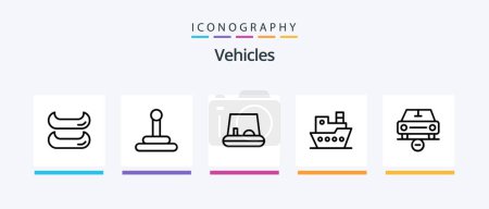 Téléchargez les illustrations : Vehicles Line 5 Icon Pack Including . vehicle. bathyscaph. transport. plane. Creative Icons Design - en licence libre de droit