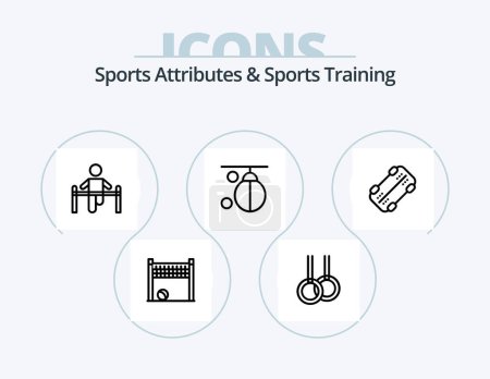 Illustration for Sports Atributes And Sports Training Line Icon Pack 5 Icon Design. jumping. winter. water. sports. skate - Royalty Free Image