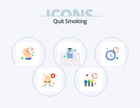 Ilustración de Quit Smoking Flat Icon Pack 5 Icon Design. cigarette. report. not allowed. smoking. problem - Imagen libre de derechos