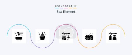 Illustration for Spa Element Glyph 5 Icon Pack Including relax. wiping. bee. sponges. clean - Royalty Free Image