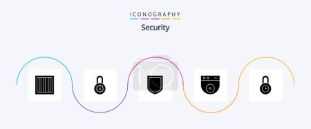 Illustration for Security Glyph 5 Icon Pack Including . shield. time. lock - Royalty Free Image