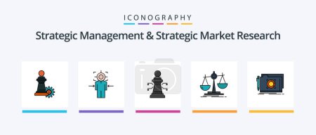 Illustration for Strategic Management And Strategic Market Research Line Filled 5 Icon Pack Including hammer. profit. user. loss. balance. Creative Icons Design - Royalty Free Image