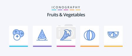 Téléchargez les illustrations : Fruits and Vegetables Blue 5 Icon Pack Including pumpkin. fresh. fruits. vegetables. ingredient. Creative Icons Design - en licence libre de droit