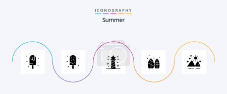 Illustration for Summer Glyph 5 Icon Pack Including outdoor. landscape. sea. surfboard. summer - Royalty Free Image