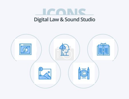 Illustration for Digital Law And Sound Studio Blue Icon Pack 5 Icon Design. human. catch. business. addiction. law - Royalty Free Image