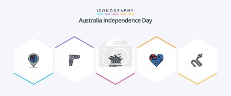 Téléchargez les illustrations : Australia Independence Day 25 FilledLine icon pack including country. sydney. indigenous. opera house. culture - en licence libre de droit