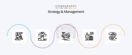 Illustration for Strategy And Management Line 5 Icon Pack Including user. man. chess. announce. loudspeaker - Royalty Free Image