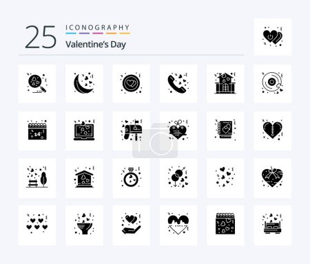 Ilustración de Valentines Day 25 Solid Glyph icon pack including disk. love. love. home. valentine - Imagen libre de derechos