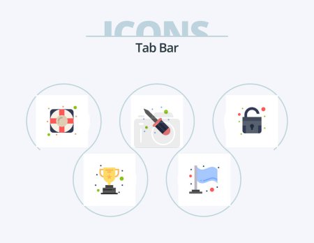 Illustration for Tab Bar Flat Icon Pack 5 Icon Design. . . support. unlock. lock - Royalty Free Image