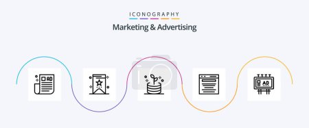 Illustration for Marketing And Advertising Line 5 Icon Pack Including marketing. advertising. investment. search. digital marketing - Royalty Free Image