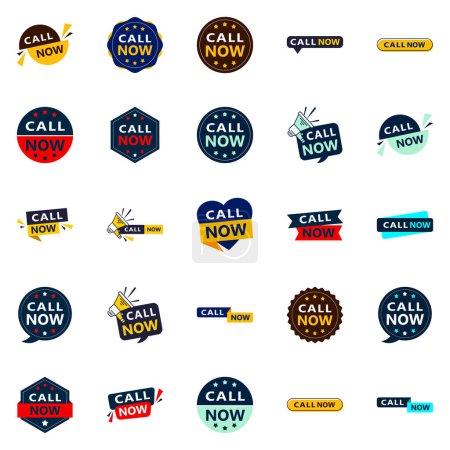 Téléchargez les illustrations : Call Now 25 High quality Typographic Elements to drive phone calls - en licence libre de droit
