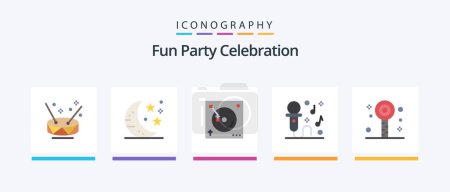 Téléchargez les illustrations : Party Flat 5 Icon Pack Including lollipop. party. mix. music. karaoke. Creative Icons Design - en licence libre de droit