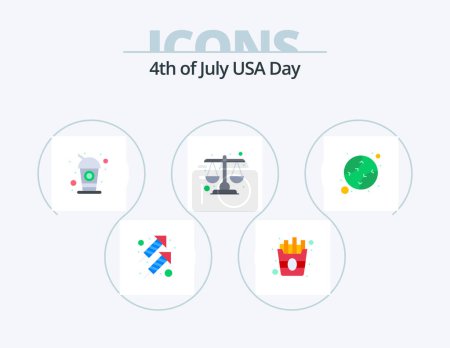 Illustration for Usa Flat Icon Pack 5 Icon Design. states. american. cola. scale. justice - Royalty Free Image