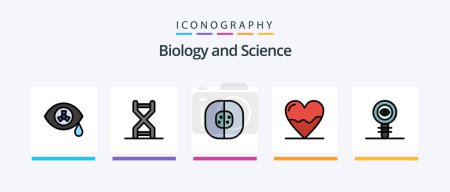 Téléchargez les illustrations : Biology Line Filled 5 Icon Pack Including love. ear. energy. light mete. electronics. Creative Icons Design - en licence libre de droit