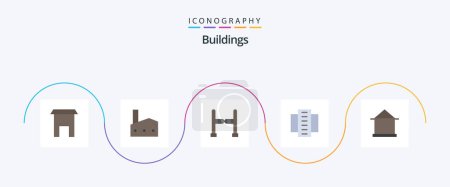 Illustration for Buildings Flat 5 Icon Pack Including building. flats. nuclear plant. city building. apartments - Royalty Free Image