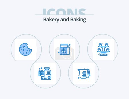 Illustration for Baking Blue Icon Pack 5 Icon Design. cupsakes. cooking. food. baking. pack - Royalty Free Image