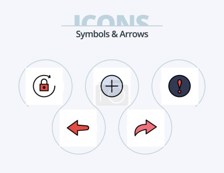 Ilustración de Symbols and Arrows Line Filled Icon Pack 5 Icon Design. . . new. next. circle - Imagen libre de derechos