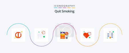 Illustration for Quit Smoking Flat 5 Icon Pack Including acupuncture. problem. cigarette. pressure. blood - Royalty Free Image
