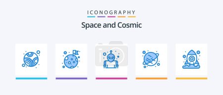 Illustration for Space Blue 5 Icon Pack Including . space. planet. shuttle. space. Creative Icons Design - Royalty Free Image