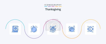 Illustration for Thanksgiving Blue 5 Icon Pack Including food. food. thank. breakfast. food - Royalty Free Image