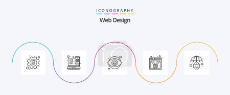 Téléchargez les illustrations : Pack Icône Web Design Line 5 Incluant la protection. page web. créativité. médaille. badge - en licence libre de droit