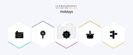 Illustration for Holidays 25 Glyph icon pack including panel. christmas. flower. picnic. food - Royalty Free Image