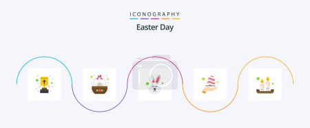 Illustration for Easter Flat 5 Icon Pack Including candles. nature. egg. hand. face - Royalty Free Image