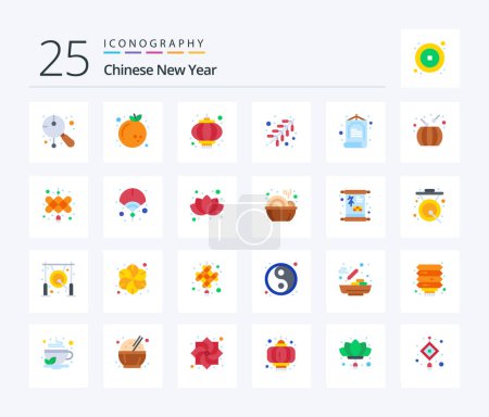 Ilustración de Chinese New Year 25 Flat Color icon pack including chinese. work. year. religion. travel - Imagen libre de derechos