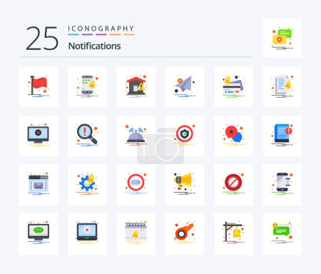 Ilustración de Notificaciones Paquete de iconos de 25 colores planos incluyendo crédito. papel. aviso. notificación. carta - Imagen libre de derechos