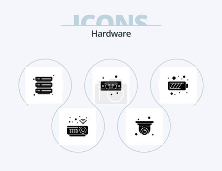 Illustration for Hardware Glyph Icon Pack 5 Icon Design. energy. charging. server. battery. port - Royalty Free Image