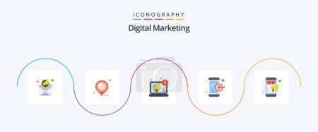 Téléchargez les photos : Digital Marketing Flat Pack de 5 icônes Y compris le marketing mobile. Magasin. numérique. en ligne. marketing numérique - en image libre de droit