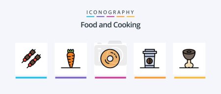 Téléchargez les illustrations : Food Line Filled 5 Icon Pack Including . drink. coffee. cola. food. Creative Icons Design - en licence libre de droit