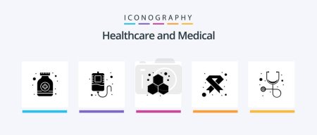 Illustration for Medical Glyph 5 Icon Pack Including healthcare. ribbon. experiment. medical. cancer. Creative Icons Design - Royalty Free Image