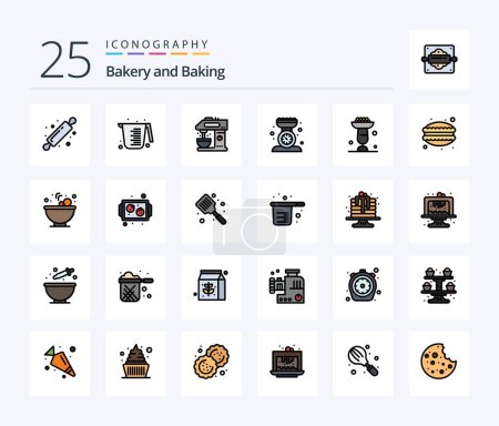 Illustration for Baking 25 Line Filled icon pack including kitchen scale. cafe. kitchen. baking - Royalty Free Image