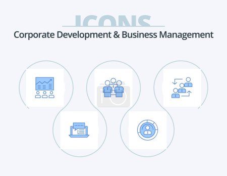 Illustration for Corporate Development And Business Management Blue Icon Pack 5 Icon Design. efforts. business. human. arrow. user - Royalty Free Image
