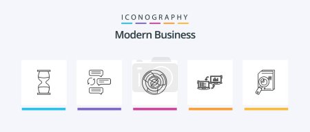 Ilustración de Modern Business Line 5 Icon Pack Incluye regla. organizador. tarjeta. escritorio. pago. Diseño de iconos creativos - Imagen libre de derechos