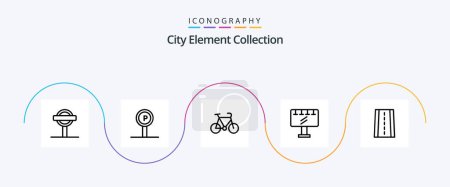 Illustration for City Element Collection Line 5 Icon Pack Including . sport . parking . bike . - Royalty Free Image