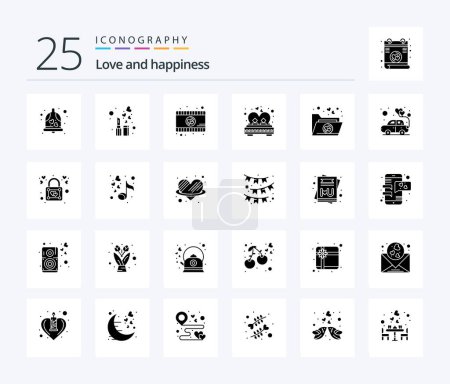 Ilustración de Love 25 Solid Glyph icon pack including files. romance. romantic movie. married. couple - Imagen libre de derechos