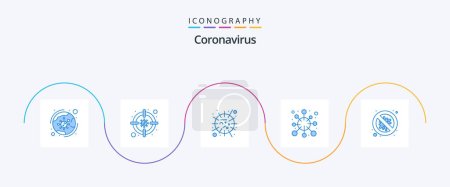 Téléchargez les illustrations : Coronavirus Blue 5 Icon Pack Y compris le virus. épidémie. grippe. maladie. virus - en licence libre de droit