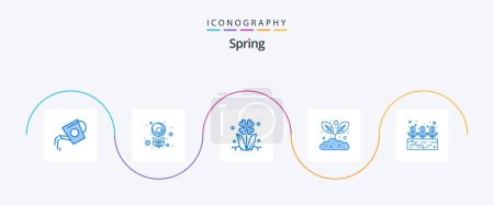 Illustration for Spring Blue 5 Icon Pack Including growing. plant. flora. growing. rose - Royalty Free Image