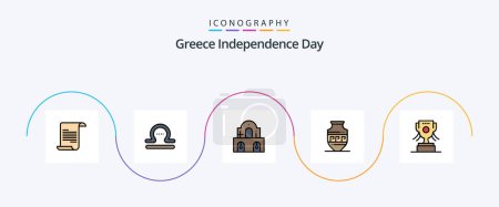 Ilustración de Greece Independence Day Line Filled Flat 5 Icon Pack Including ireland. award. christmas. jar. ancient jar - Imagen libre de derechos