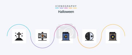 Illustration for Halloween Line Filled Flat 5 Icon Pack Including halloween. costume. old. magician. magic - Royalty Free Image