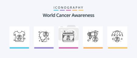 Téléchargez les illustrations : World Cancer Awareness Line 5 Icon Pack Including health care. heart. symptom. beat. health. Creative Icons Design - en licence libre de droit