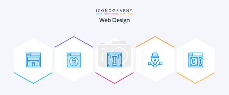 Illustration for Web Design 25 Blue icon pack including design. draw. path. design. drawing - Royalty Free Image