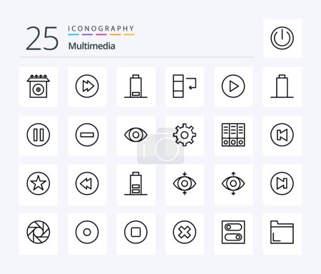 Illustration for Multimedia 25 Line icon pack including pause. multimedia. column. empty. play - Royalty Free Image