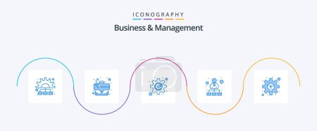 Illustration for Business And Management Blue 5 Icon Pack Including idea. network. development. hierarchy. hierarchical network - Royalty Free Image