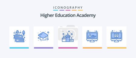Illustration for Academy Blue 5 Icon Pack Including study. learning. study. lesson. e learning. Creative Icons Design - Royalty Free Image