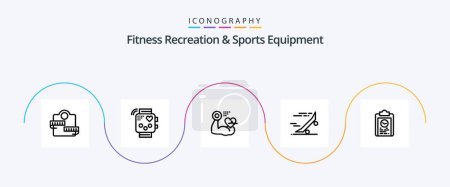Ilustración de Fitness Recreation And Sports Equipment Line 5 Icon Pack Including skateboard. riding. monitoring. ride. beat - Imagen libre de derechos