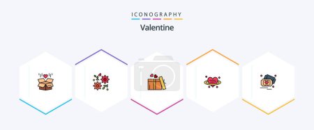 Illustration for Valentine 25 FilledLine icon pack including love. valentines day. gift. valentine. heart - Royalty Free Image